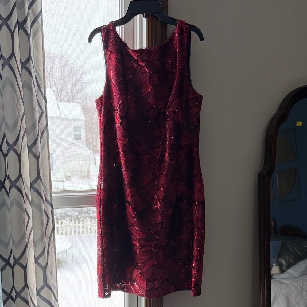 White House Black Market Burgundy Sleeveless Mini Dress